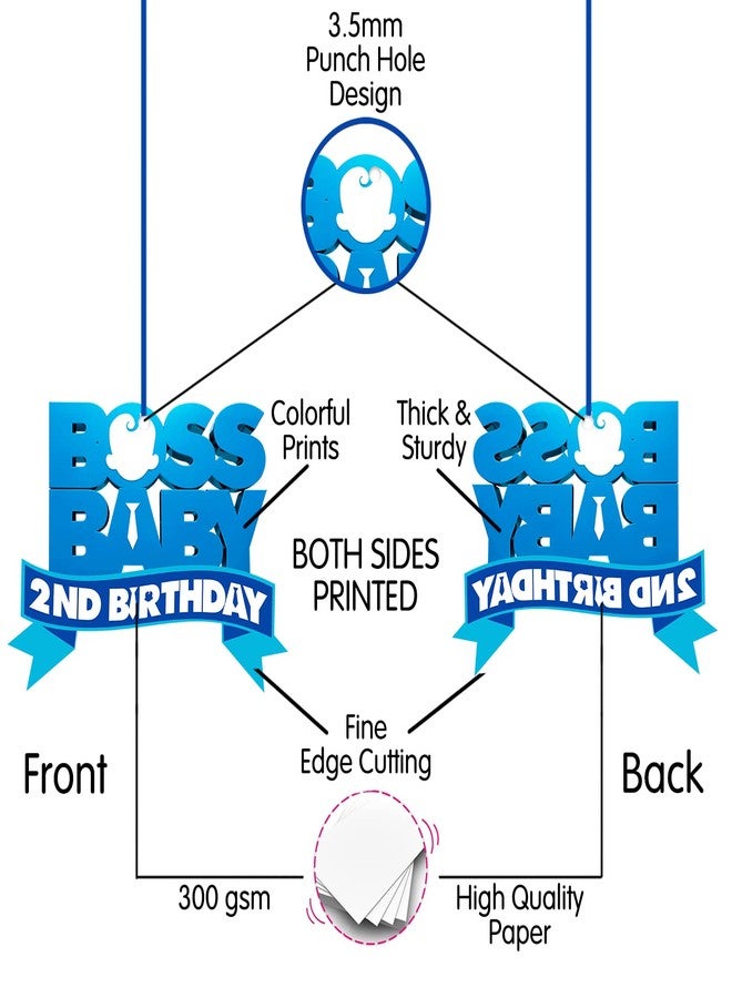 Zyozique Boss Baby Second Birthday Ceiling Hanging Streamers Kids Theme for Baby Shower 2nd Birthday Decorations Supplies (Pack of 8) - Image 3